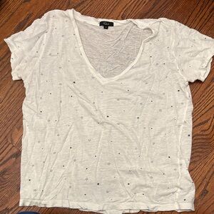 Rails White Star-Patterned Short Sleeve V-neck Top